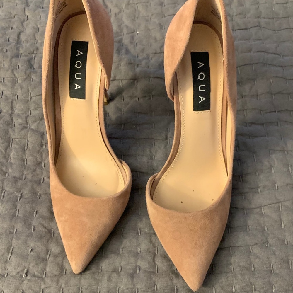 Blush/Nude Suede Aqua Heels  7 1/2